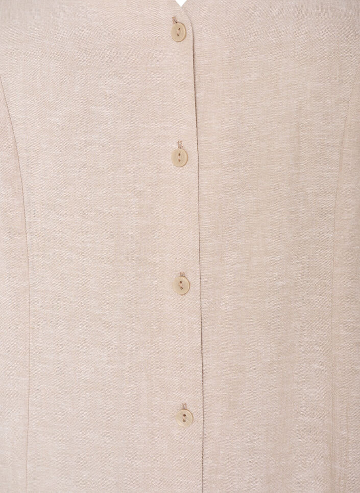 Midi dress in linen and viscose with ruffle sleeves, Beige, Packshot image number 2