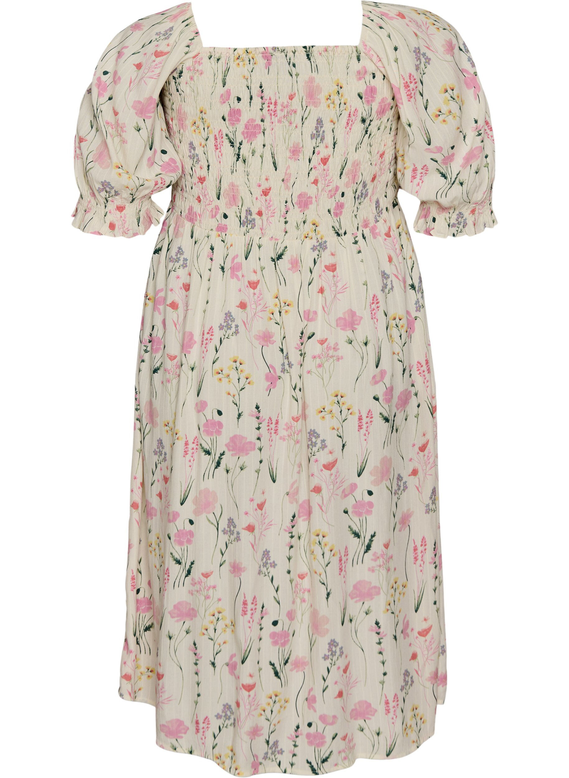 ZizzifashionFloral viscose summer dress, Vanilla, Packshot image number 1