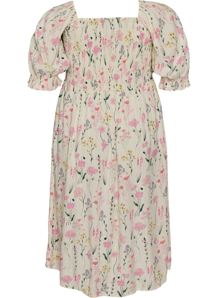 Floral viscose summer dress, Vanilla, Packshot image number 1