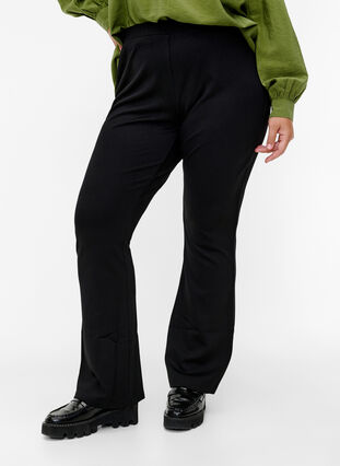 Bootcut trousers in viscose mix, Black, Model image number 2