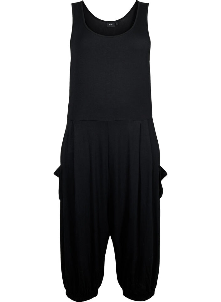 Sleeveless jumpsuit with pockets, Black, Packshot image number 0