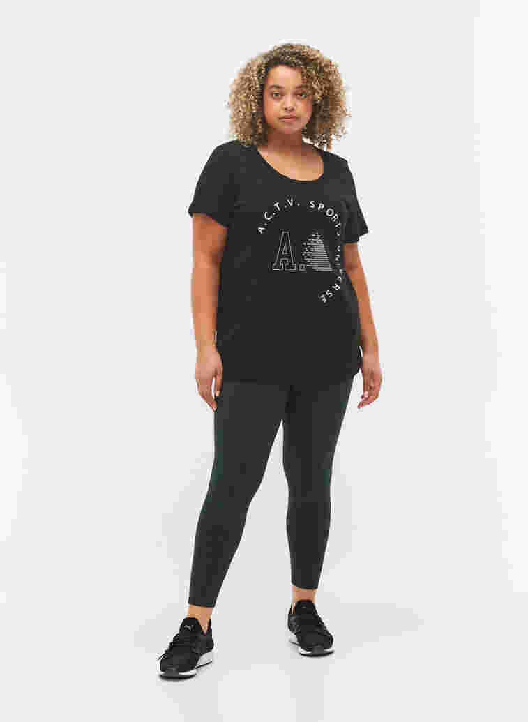 Sports t-shirt with print, Black A.C.T.V, Model image number 2
