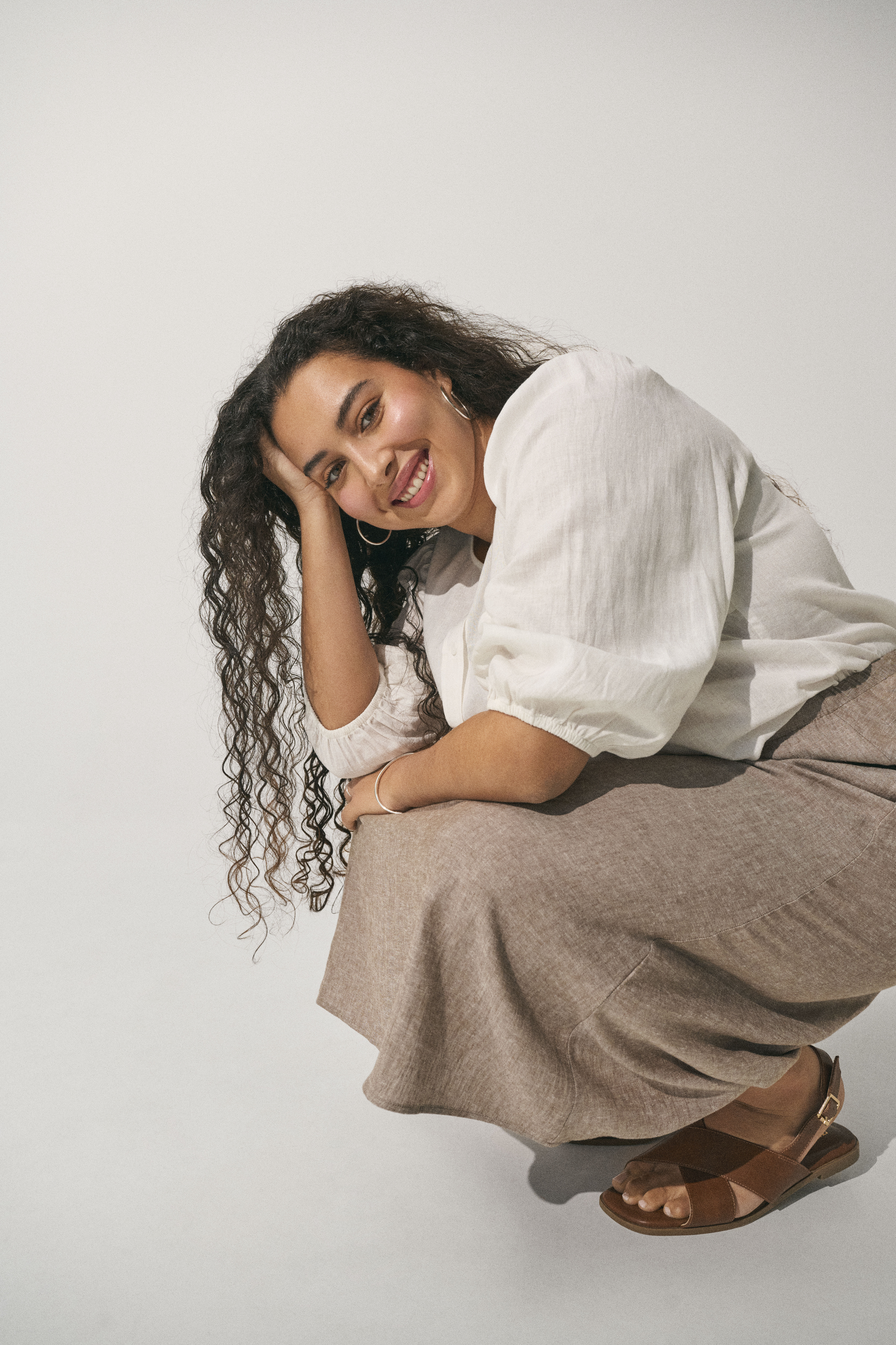 Zizzifashion Linen outfit with skirt, , Model