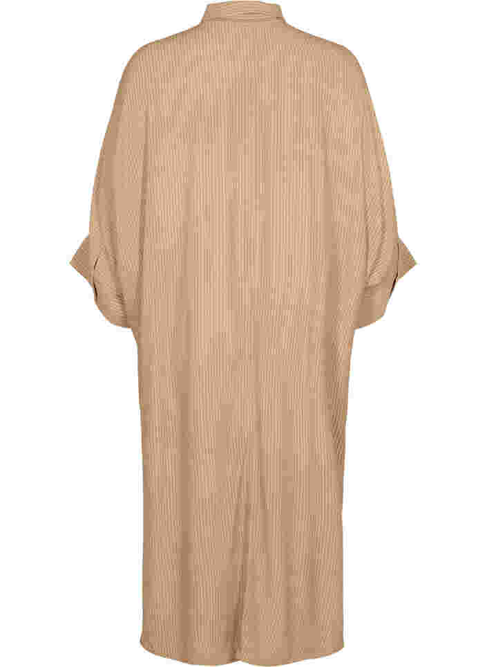 Viscose shirt dress with 3/4 sleeves and colour-block, Praline, Packshot image number 1