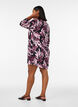 Short floral viscose dress with 3/4 sleeves, Black, Model image number 2