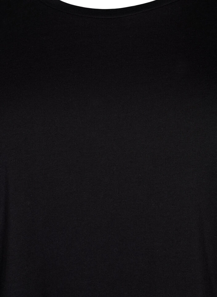 Cotton t-shirt with 2/4 sleeves, Black, Packshot image number 2
