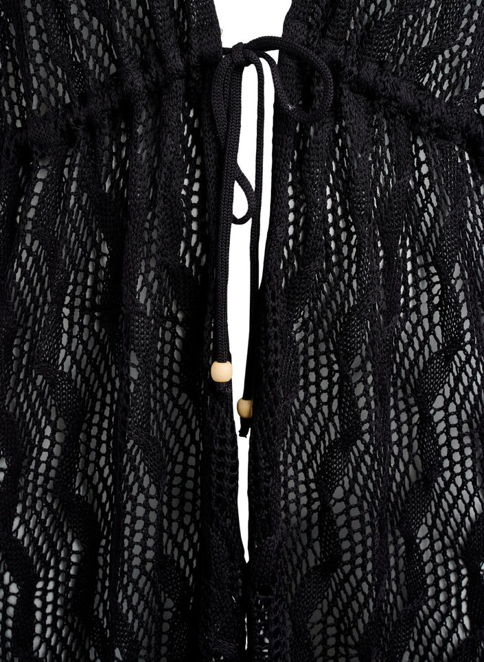 Beach kimono with tie belt, Black, Packshot image number 2