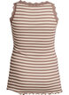Striped top with a ribbed texture and a lace trim, Beige, Packshot image number 1