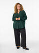 Blouse with ruffle collar and ruching, Green, Model image number 1
