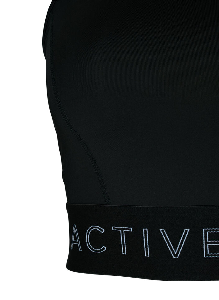 Sports bra with text print, Black, Packshot image number 2