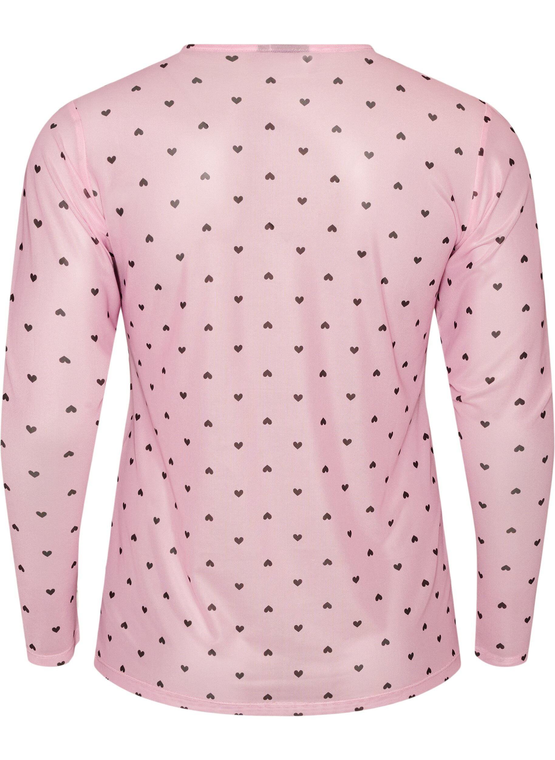 ZizzifashionMesh blouse with print, Pink, Packshot image number 1