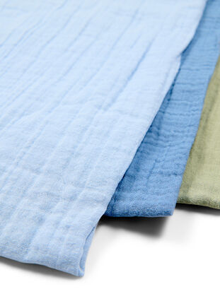 Cotton muslin cloth 3-pack, Blue/Green, Packshot image number 1