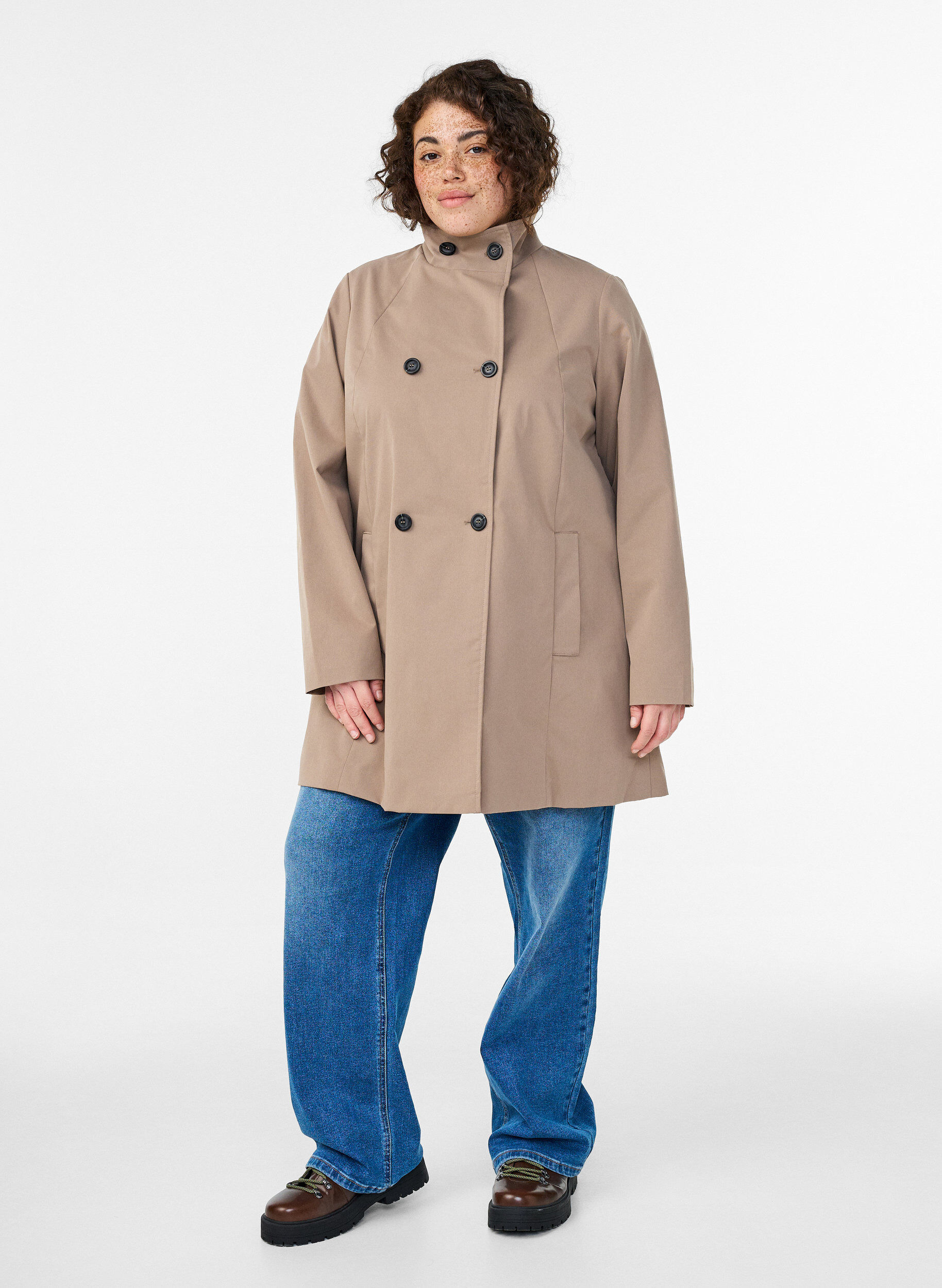 ZizzifashionWater-repellent A-line spring jacket, Grey, Model image number 1