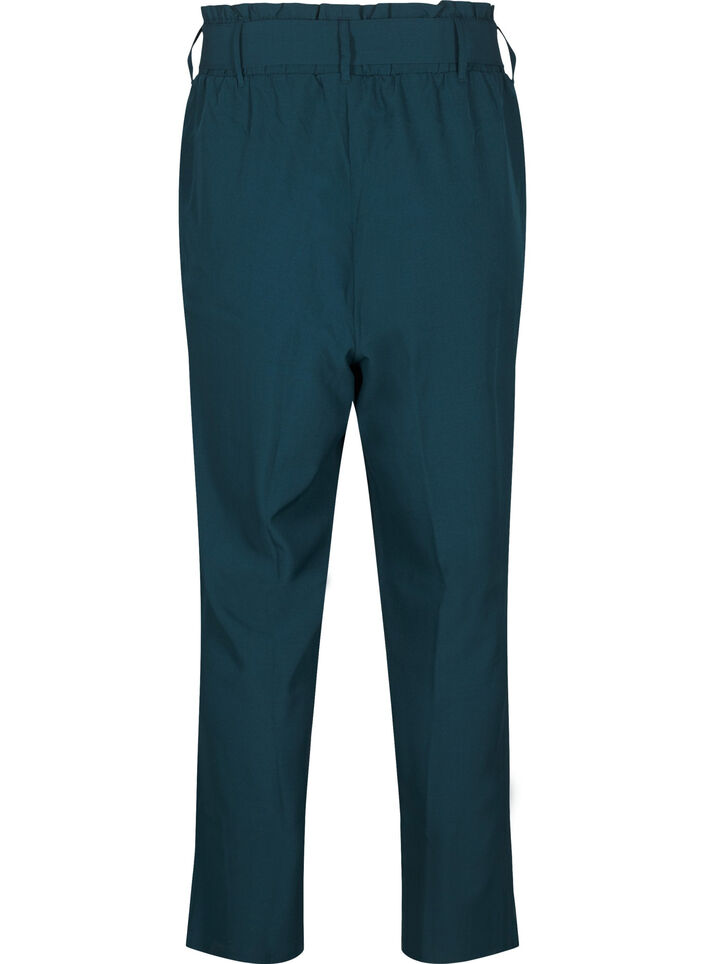 High-waisted trousers with ruffles and a tie belt, Sea Moss Melange, Packshot image number 1