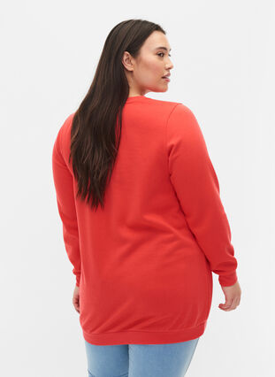 Long sweatshirt with text print, Hisbiscus, Model image number 1