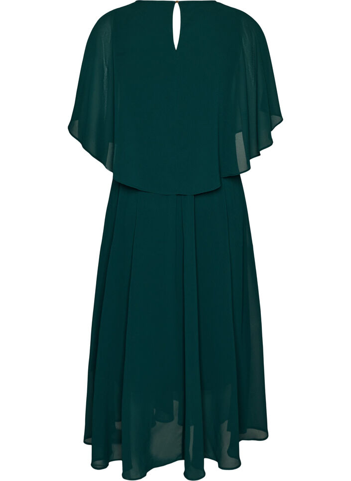Short-sleeved maxi dress with a-shape, Green, Packshot image number 1