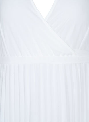Pleated midi dress with short sleeves, Star White, Packshot image number 2