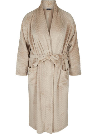 Long dressing gown with pockets, Cuban Sand, Packshot image number 0