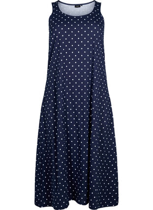 Sleeveless cotton dress with a-shape, Night Sky AOP, Packshot image number 0