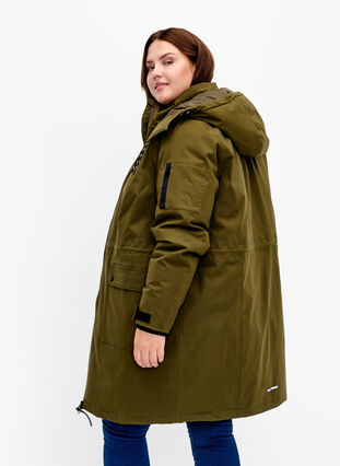 Functional winter jacket with hood and pockets, Winter Moss, Model image number 1