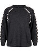 Knitted blouse with stitching, Dark Grey White Mel., Packshot image number 0
