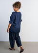Satin blouse with elbow-length sleeves, Blue, Model image number 2