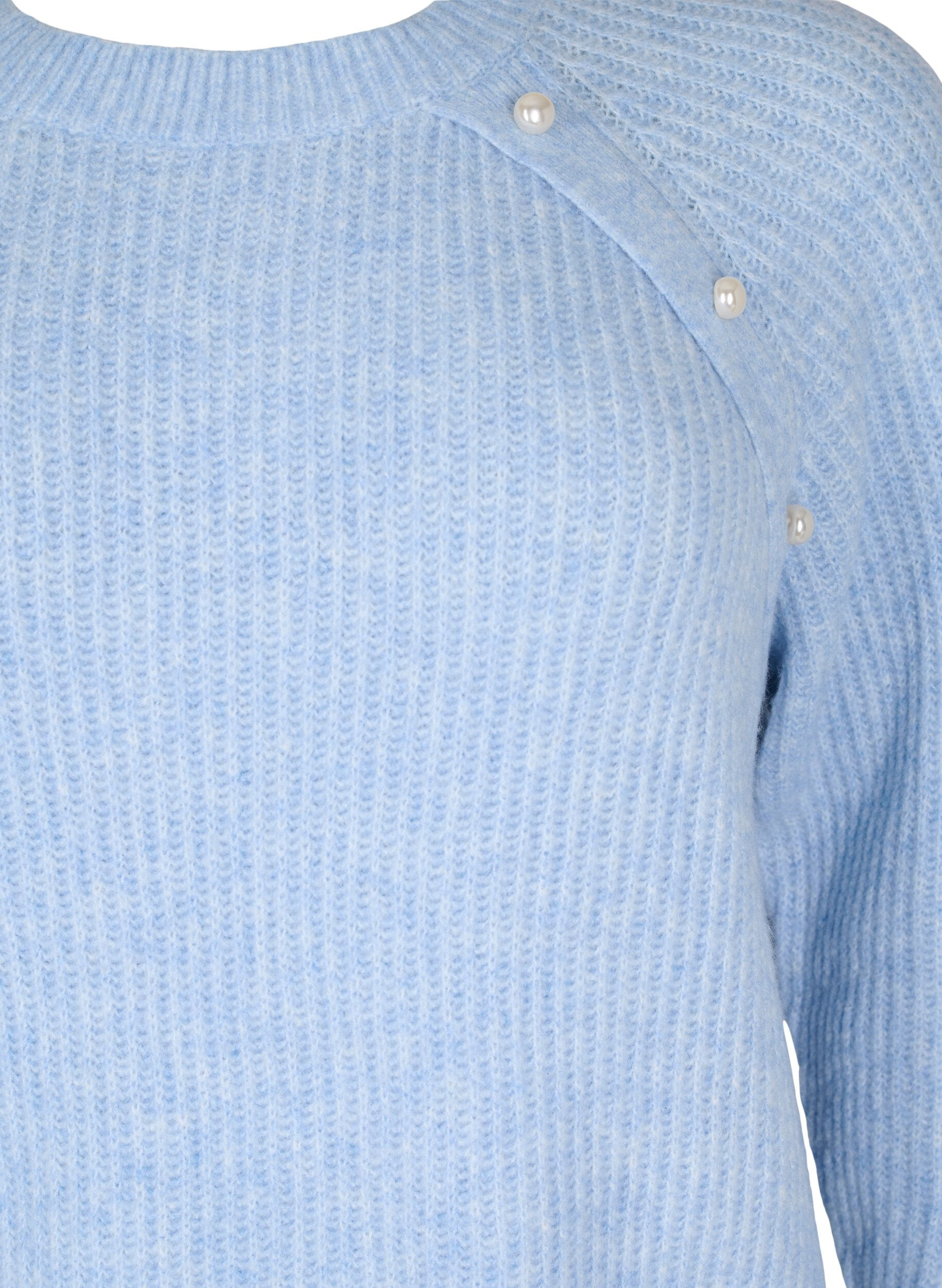 Melange knit sweater with pearl buttons 