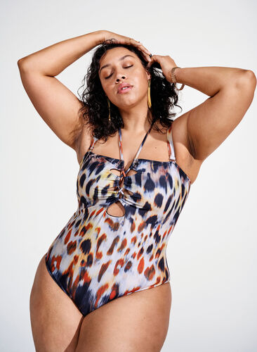 Printed swimsuit with detachable straps, Abstract Leopard, Image image number 0