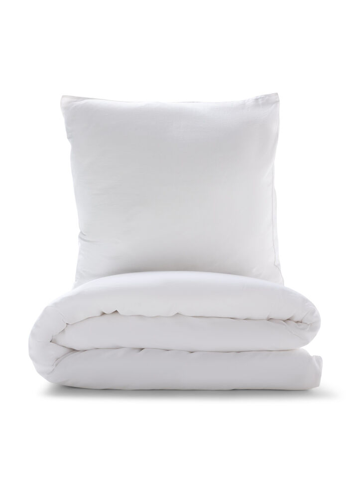 Plain cotton bed linen, White Alyssum, Packshot image number 0
