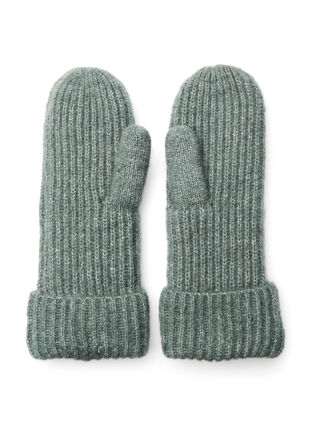 Knitted mittens, Balsam Green, Packshot image number 1