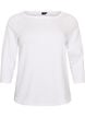 Basic T-shirt with boat neckline and 3/4 sleeves, White, Packshot image number 0