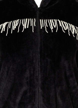 Short jacket in faux fur with beads, Black, Packshot image number 2
