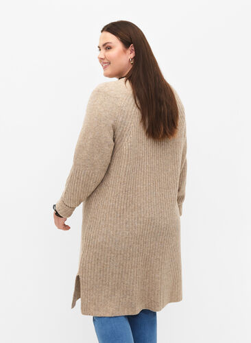 Rib-knit dress with slit, Simply Taupe Mel., Model image number 1