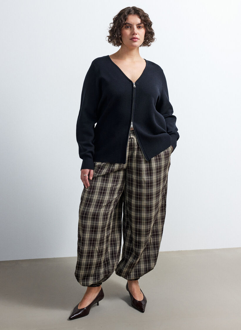 Cardigan with 2-way zip, Black, Model image number 1