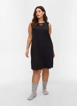 Sleeveless nightgown, Black, Model image number 2