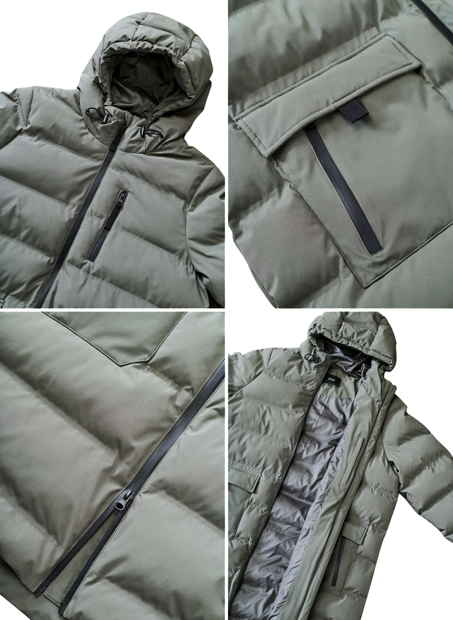 ZizzifashionPuffer coat with hood and pockets, Green, Packshot image number 4