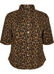 Denim shirt with leopard print and short sleeves, Brown, Packshot image number 0