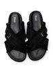 Wide fit - Sandal with criss-cross straps and ruffle edges, Black, Packshot image number 2