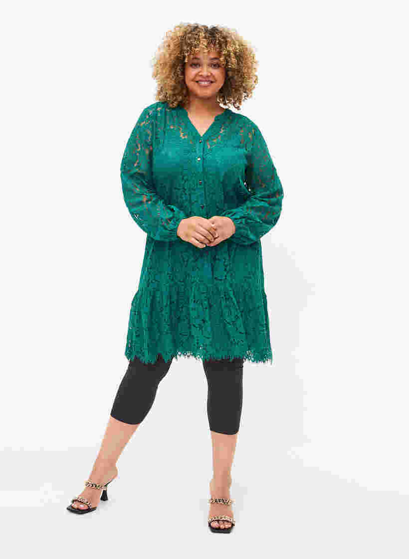Lace dress with long sleeves, Evergreen, Model image number 2