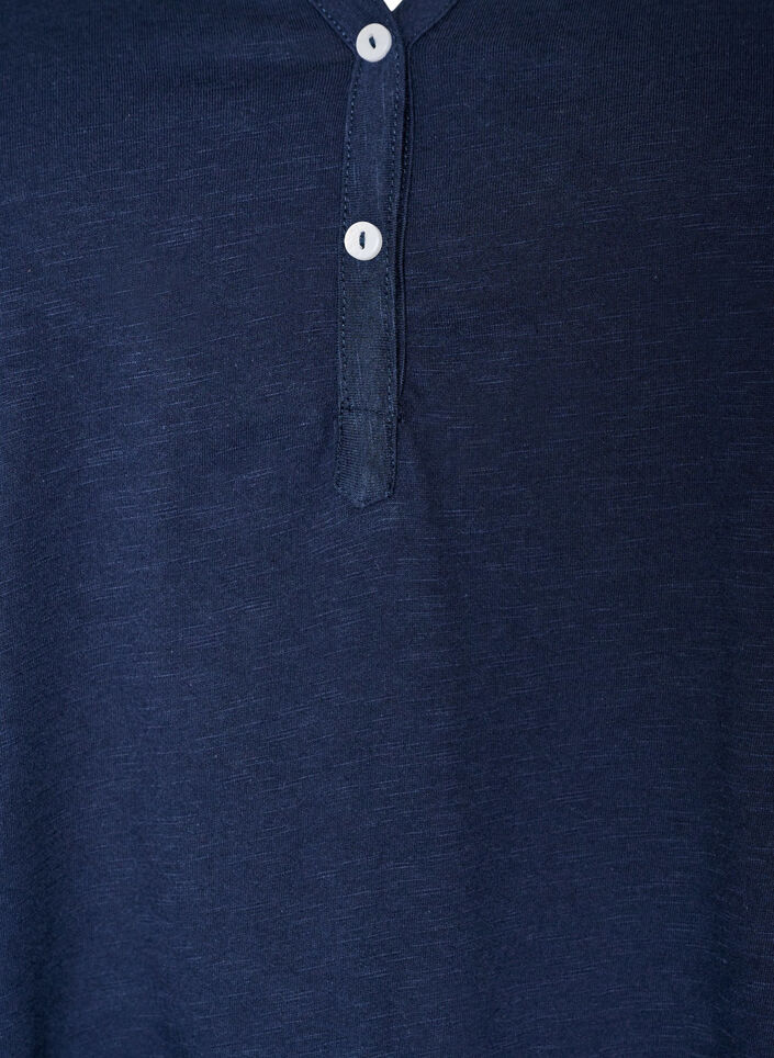 T-shirt with button detail, Blue, Packshot image number 2