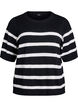 Striped knit top with short sleeves, Black, Packshot image number 0