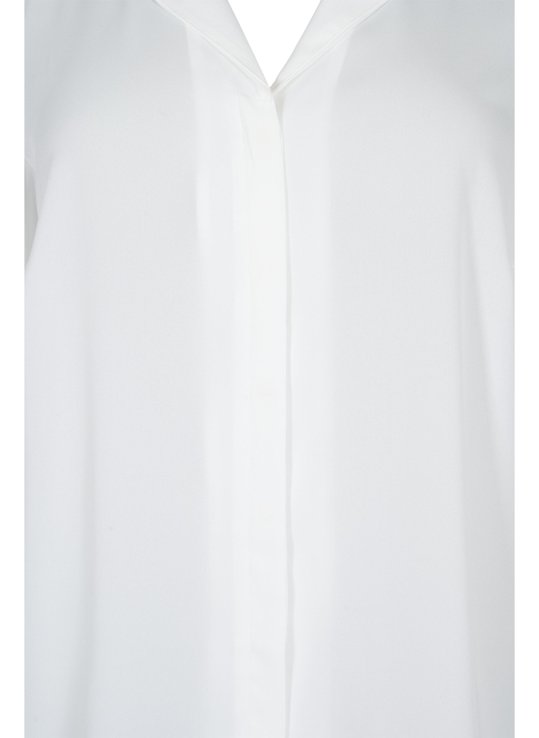 Zizzifashion Solid colour shirt with v-neck, Bright White, Packshot image number 2