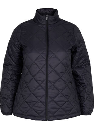 Lightweight quilted jacket with zip and pockets, Black, Packshot image number 0