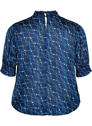 Short-sleeved smock blouse with print, Dress Bl. Swirl AOP, Packshot image number 1