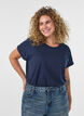 Short sleeved cotton blend t-shirt, Blue, Model image number 0