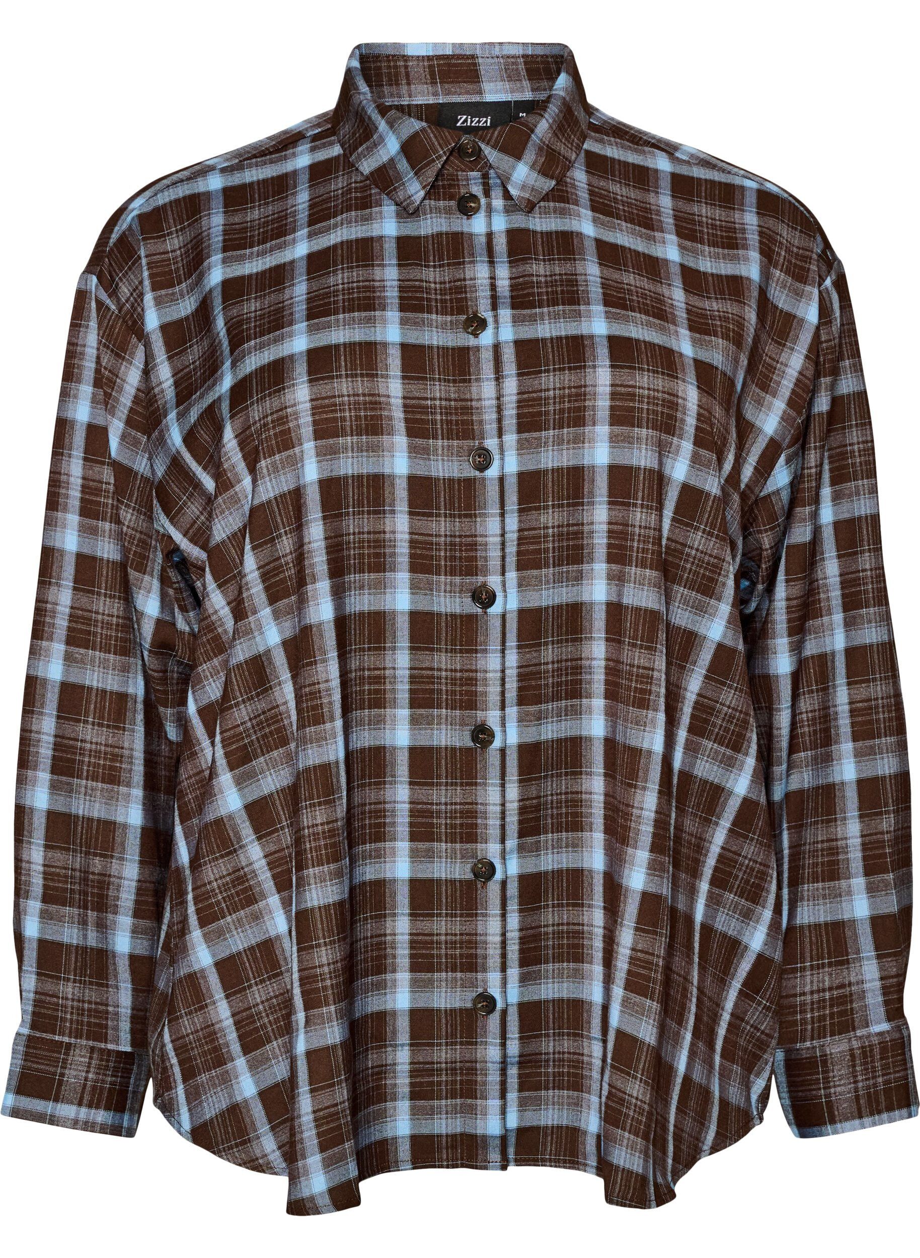 ZizzifashionChecked shirt with a loose fit, Brown, Packshot image number 0