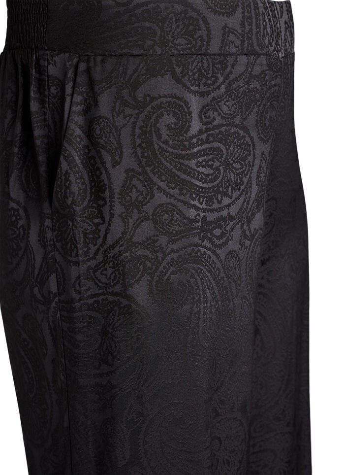 Loose trousers with paisley pattern and high waist, Black, Packshot image number 2