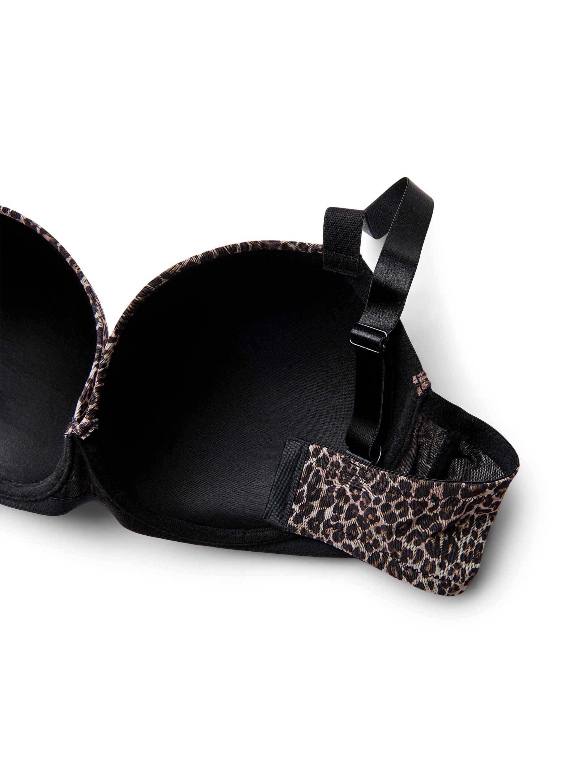 Zizzifashion Moulded bra with leopard patterned mesh, Brown, Packshot image number 3