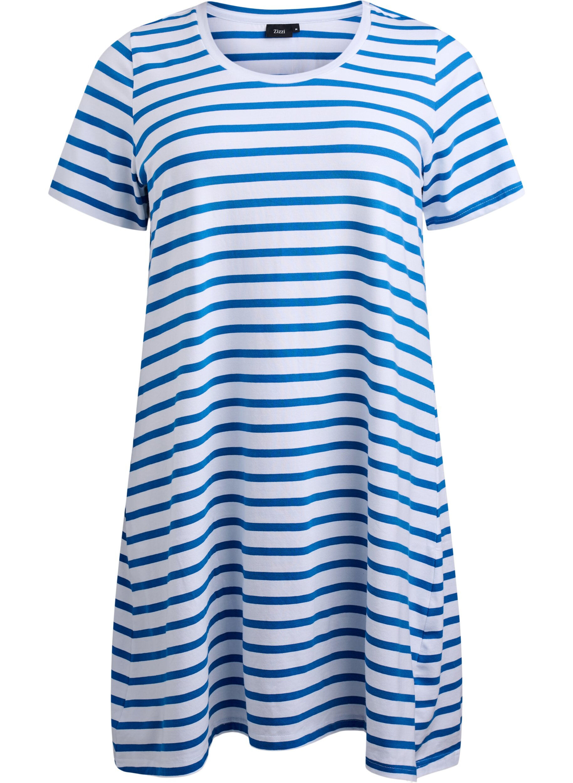 Zizzifashion Striped jersey dress with short sleeves, Blue, Packshot image number 0