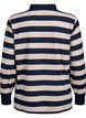 Striped polo shirt with terry detailing, Birch w. Navy, Packshot image number 1